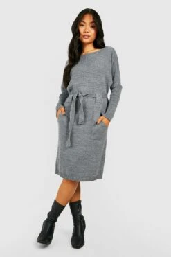 Vestito Midi Petite In Maglia Con Cintura -Negozio al dettaglio Vestiti gzz45822 grey xl 2