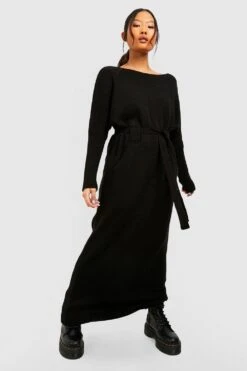 Vestito Maxi Petite In Maglia Con Cintura -Negozio al dettaglio Vestiti gzz45823 black xl 2