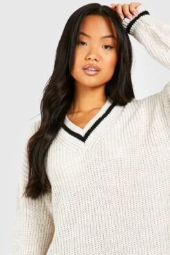 Vestito In Maglia Petite Con Scollo A V -Negozio al dettaglio Vestiti gzz45846 ivory xl 3