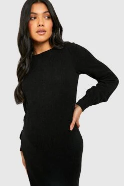 Vestito Longuette Premaman In Maglia Con Spacco Laterale -Negozio al dettaglio Vestiti gzz45866 black xl 3