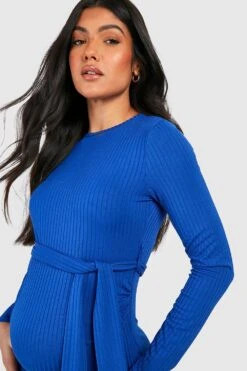 Vestito Midi Premaman A Coste Morbide Con Cintura E Spacco -Negozio al dettaglio Vestiti gzz45912 petrol xl 3