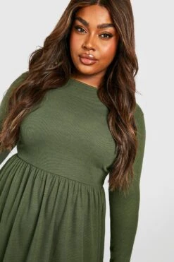 Vestito Skater Plus Size Basic A Coste A Maniche Lunghe 7 Vestito Skater Plus Size Basic A Coste A Maniche Lunghe -Negozio al dettaglio Vestiti gzz46511 khaki xl 3