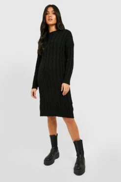 Vestito Premaman In Maglia Intrecciata Con Scollo Rotondo