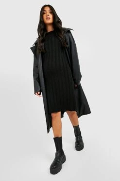 Vestito Premaman In Maglia Intrecciata Con Scollo Rotondo -Negozio al dettaglio Vestiti gzz46601 black xl 2