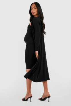 Vestito Maxi Premaman Con Scollo A Cappuccio E Spalline & Spolverino Con Cintura -Negozio al dettaglio Vestiti gzz46605 black xl 1