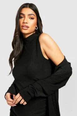 Vestito Premaman Con Collo A Imbuto & Spolverino -Negozio al dettaglio Vestiti gzz46606 black xl 3