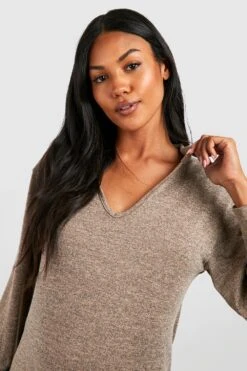 Vestito Longuette Premaman In Maglia In Mélange Con Colletto Stile Polo -Negozio al dettaglio Vestiti gzz46607 oatmeal xl 3