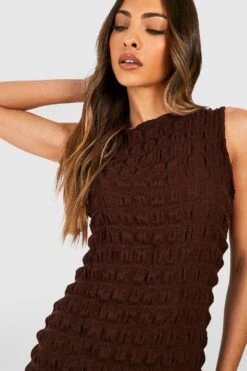 Vestito Maxi Con Trama A Bolle E Scollo A Vogatore -Negozio al dettaglio Vestiti gzz46664 chocolate xl 3