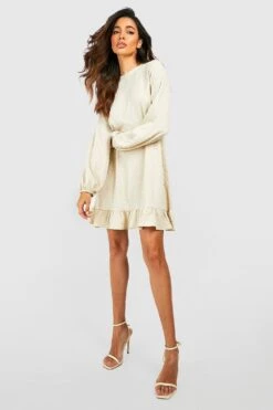 Vestito A Trapezio Con Trama, Maniche A Campana E Volant Sul Fondo -Negozio al dettaglio Vestiti gzz46670 black xl 3