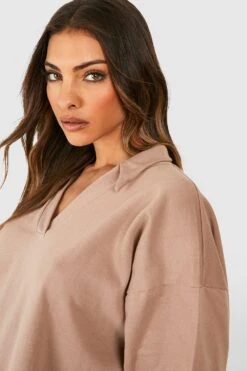 Vestito In Felpa Oversize Con Colletto -Negozio al dettaglio Vestiti gzz46818 stone xl 3