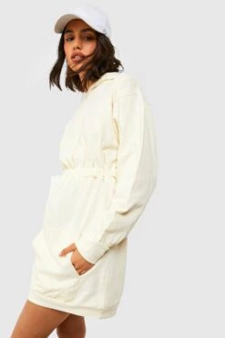 Vestito In Felpa Con Ruches In Vita