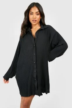 Vestito Camicia Petite Plissettato -Negozio al dettaglio Vestiti gzz47009 black xl 2