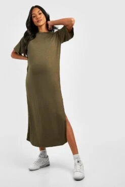 Vestito Longuette A T-shirt Premaman -Negozio al dettaglio Vestiti gzz47039 khaki xl 2