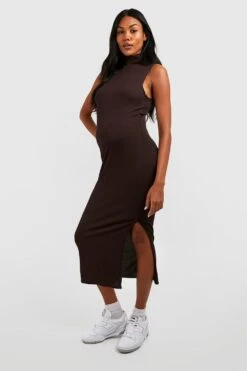 Vestito Longuette Premaman A Collo Alto -Negozio al dettaglio Vestiti gzz47041 chocolate xl 2