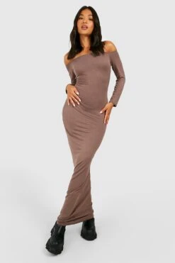 Vestito Maxi Petite A Maniche Lunghe Con Scollo Bardot