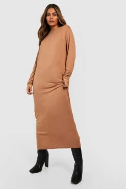 Vestito T-shirt Midi A Maniche Lunghe