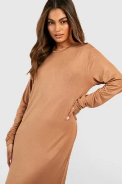 Vestito T-shirt Midi A Maniche Lunghe -Negozio al dettaglio Vestiti gzz47210 camel xl 3