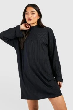 Vestito In Maglia A Coste A Collo Alto -Negozio al dettaglio Vestiti gzz47217 black xl 2