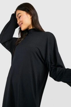 Vestito In Maglia A Coste A Collo Alto -Negozio al dettaglio Vestiti gzz47217 black xl 3