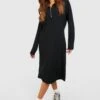 Vestito In Maglia Midi A Coste Con Zip Corta