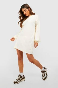 Vestito In Maglia A Coste Con Colletto Stile Polo -Negozio al dettaglio Vestiti gzz47975 stone xl 2