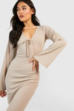 Vestito Midi A Coste Con Maniche Ampie -Negozio al dettaglio Vestiti gzz47977 camel xl 2