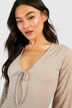 Vestito Midi A Coste Con Maniche Ampie -Negozio al dettaglio Vestiti gzz47977 camel xl 3