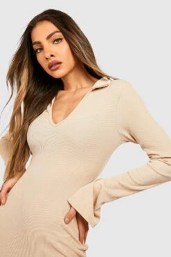 Vestito Midi A Coste Con Colletto Stile Polo -Negozio al dettaglio Vestiti gzz48035 stone xl 3