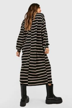 Vestito Longuette In Jersey A Righe Con Collo Alto -Negozio al dettaglio Vestiti gzz48049 black xl 1