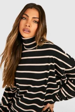 Vestito Longuette In Jersey A Righe Con Collo Alto -Negozio al dettaglio Vestiti gzz48049 black xl 3