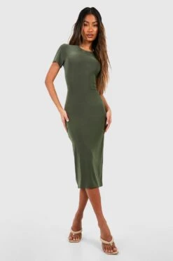 Vestito Midi Seducente Premium Pesante A Maniche Corte