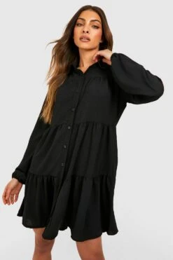 Vestito Camicia Svasato Con Balze