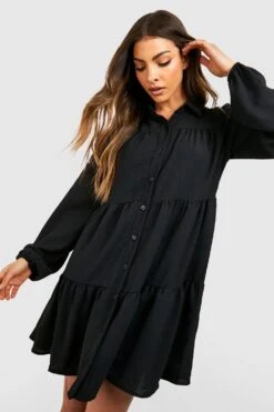 Vestito Camicia Svasato Con Balze -Negozio al dettaglio Vestiti gzz48660 black xl 2