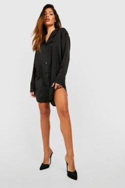 Vestito Camicia Oversize In Raso