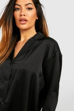 Vestito Camicia Oversize In Raso 7 Vestito Camicia Oversize In Raso -Negozio al dettaglio Vestiti gzz48662 black xl 3