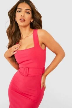 Vestito Midi Sartoriale Con Scollo Quadrato E Cintura -Negozio al dettaglio Vestiti gzz48671 hot20pink xl 3