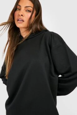 Vestito In Felpa Midi Con Volant E Cappuccio -Negozio al dettaglio Vestiti gzz48826 black xl 3