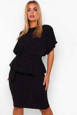 Vestito Plus Size Con Volant Sul Fondo E Scollo A Barchetta -Negozio al dettaglio Vestiti pzz00246 black xl 3