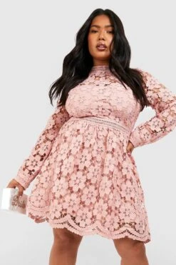 Vestito Skater Plus Size Premium In Pizzo Guipure