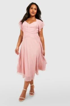 Vestito Midi Plus Size Da Cerimonia In Chiffon Con Maniche Ad Angelo 6 Vestito Midi Plus Size Da Cerimonia In Chiffon Con Maniche Ad Angelo -Negozio al dettaglio Vestiti pzz01460 blush xl 2