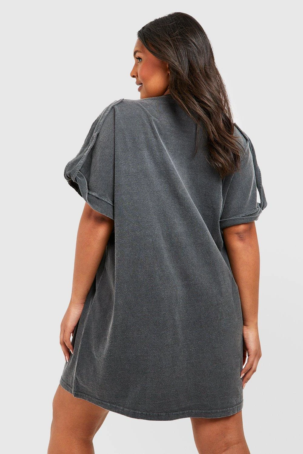 Vestito T-shirt Plus Size In Lavaggio Acido Con Farfalle 2 Vestito T-shirt Plus Size In Lavaggio Acido Con Farfalle - immagine 2