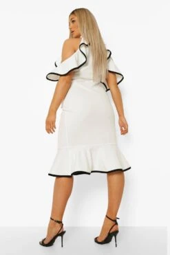 Vestito Midi Plus Size Da Cerimonia Con Spalle Scoperte -Negozio al dettaglio Vestiti pzz02353 ivory xl 1