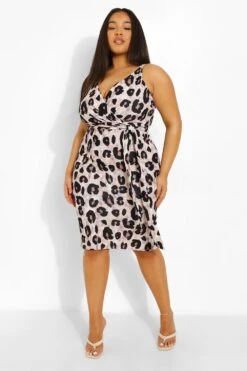 Vestito Scaldacuore Midi Plus Size Da Cerimonia Leopardato