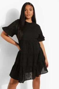 Vestito Smock Plus Size In Pizzo Sangallo Con Balze