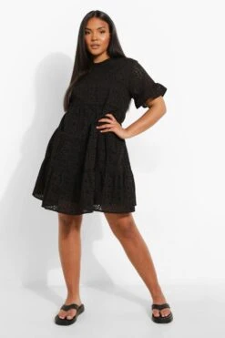 Vestito Smock Plus Size In Pizzo Sangallo Con Balze 6 Vestito Smock Plus Size In Pizzo Sangallo Con Balze -Negozio al dettaglio Vestiti pzz03142 black xl 2