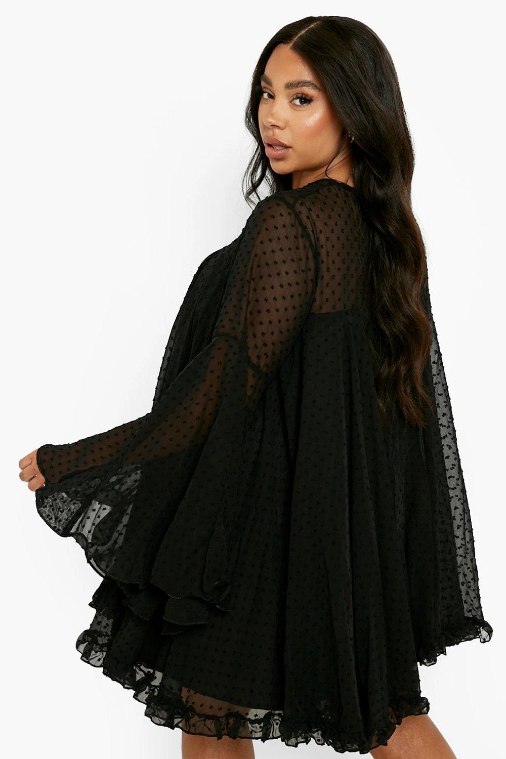 Vestito Smock Plus Size In Rete Plumatis Con Pieghe 2 Vestito Smock Plus Size In Rete Plumatis Con Pieghe - immagine 2