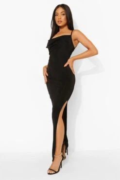 Vestito Maxi Petite Seducente Con Trama E Scollo A Cappuccio