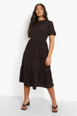 Vestito Smock Midi Plus Size Con Balze