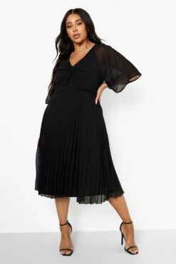 Vestito Midi Plus Size Con Maniche A Pipistrello In Chiffon