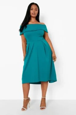 Vestito Midi Plus Size Su Due Livelli
